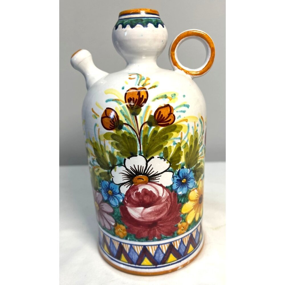 A. C. Torreglia Abano Hand-Painted Ceramic Floral Oil & Vinegar Dispenser With H